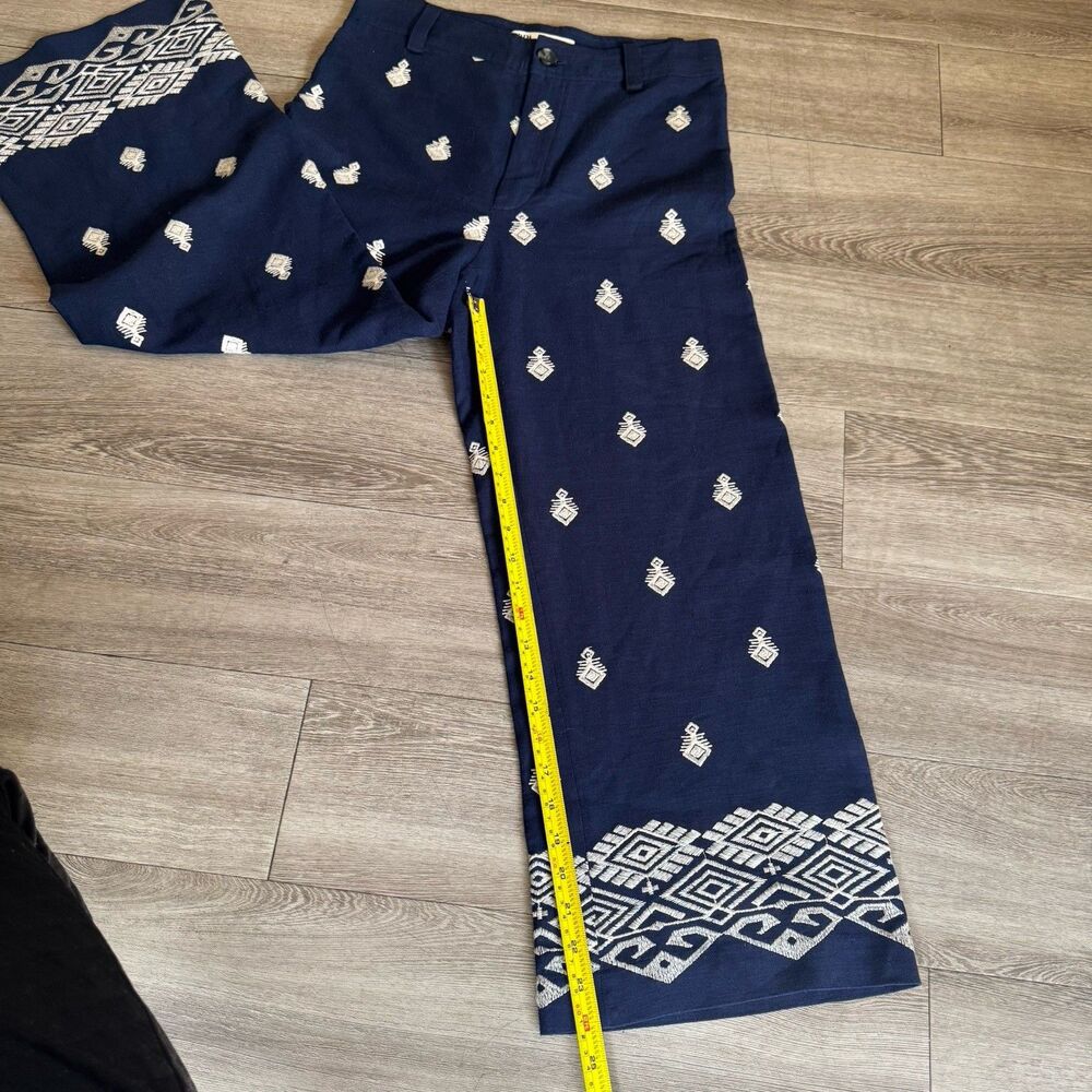 Zara High Waisted Boho ChiNavy Blue Embroidered Pants Culottes Cottagecore Sz S - Picture 12 of 16